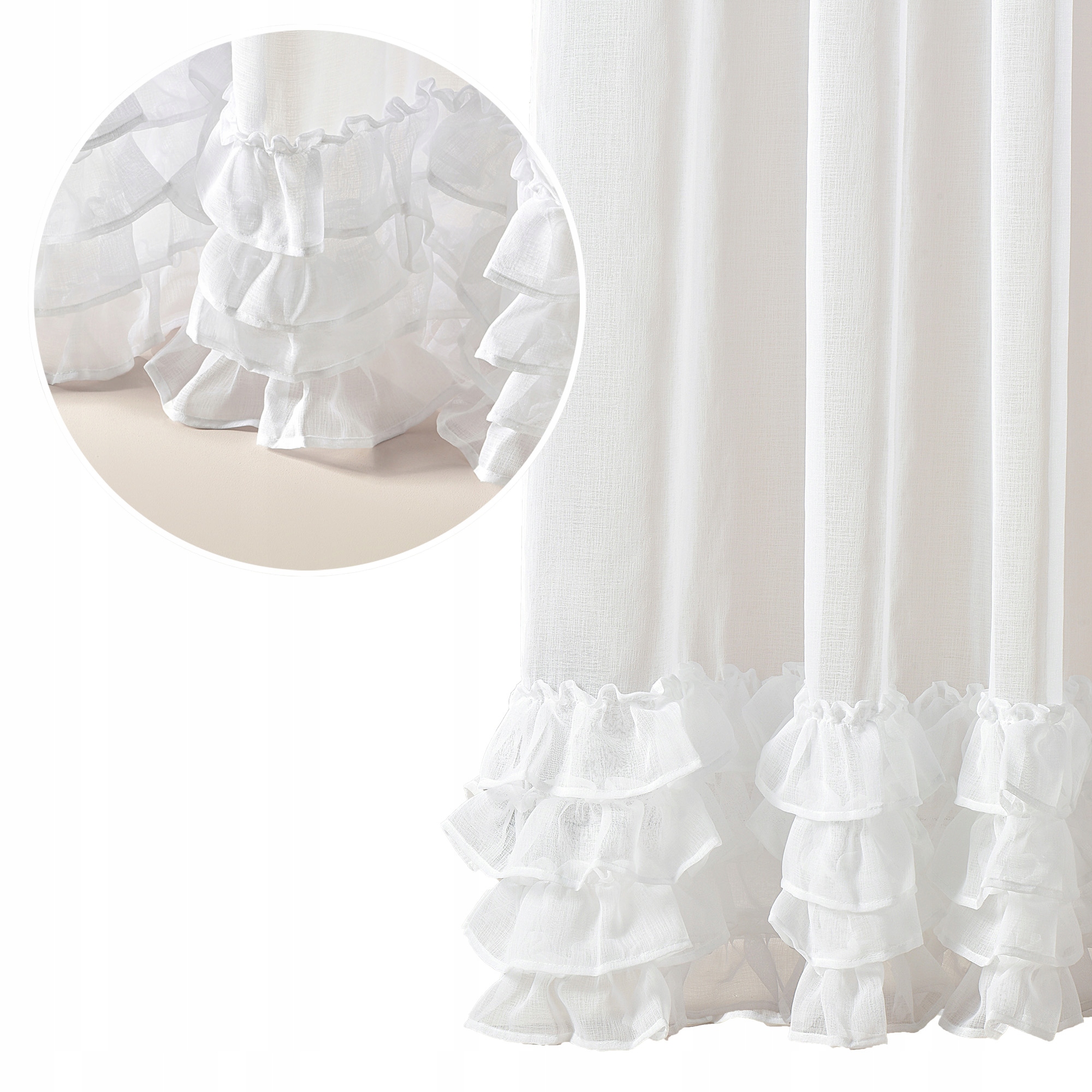 ROOM99 Firana 500x230 gotowa do salonu biała z falbankami taśma wave Flavia