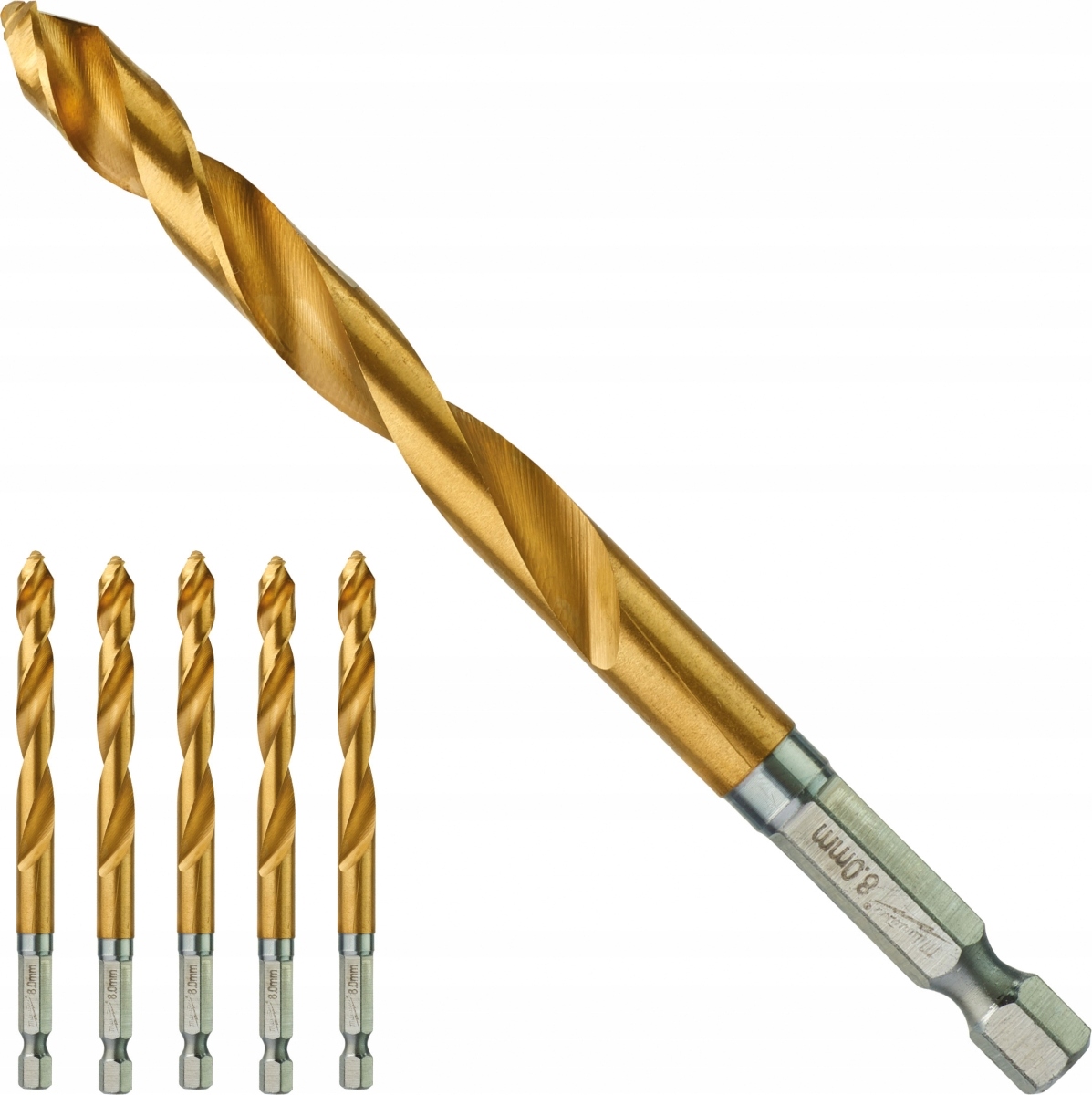 

5x Wiertło do metalu ShW Hss-g TiN Red Hex 8.0mm