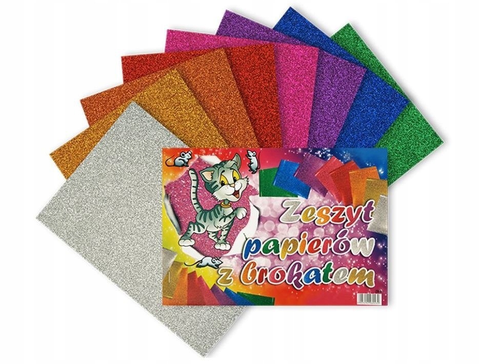 

Papiery Brokatowe 25x17,5 cm 8ark papier brokatowy