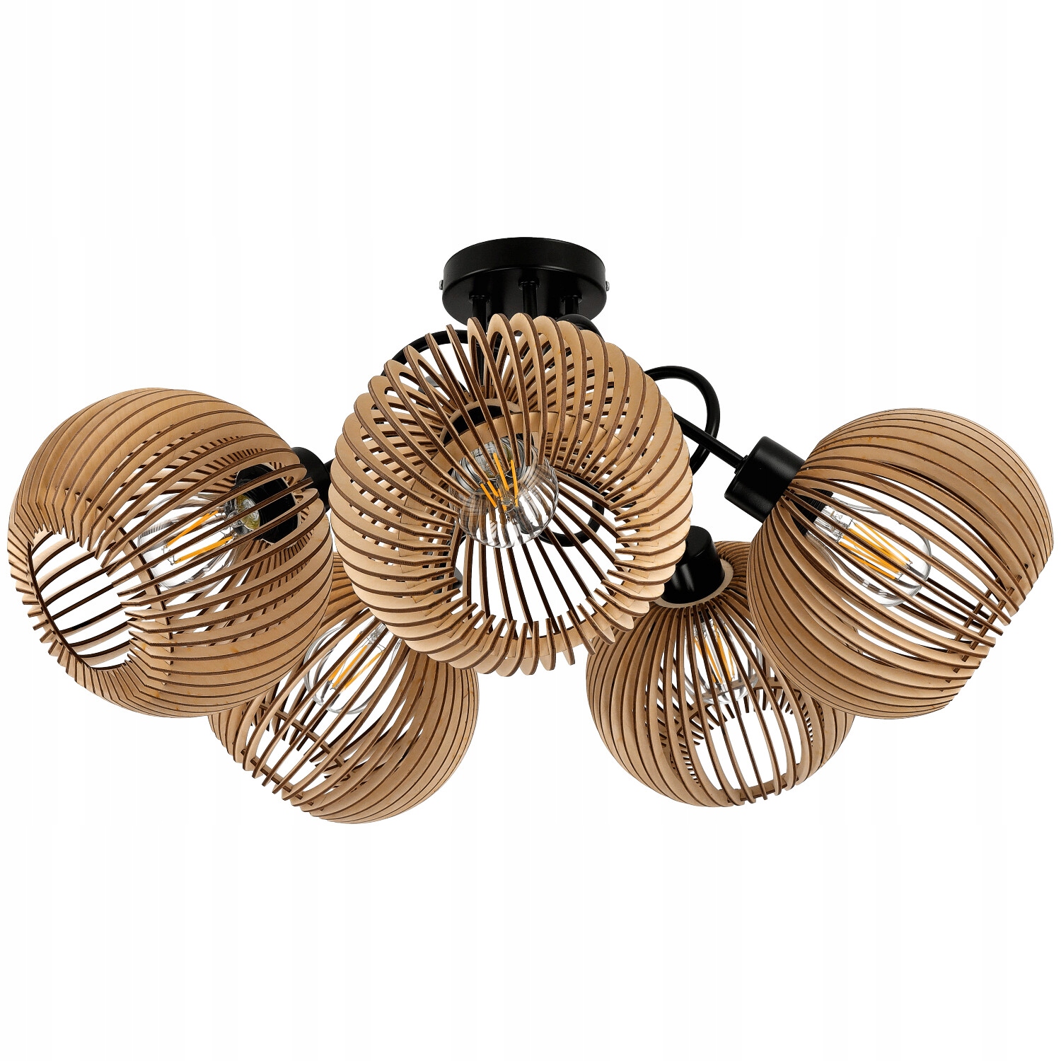 Led závesná stropná lampa Loft do obývacej izby 5xE27 Drevený luster Luca05