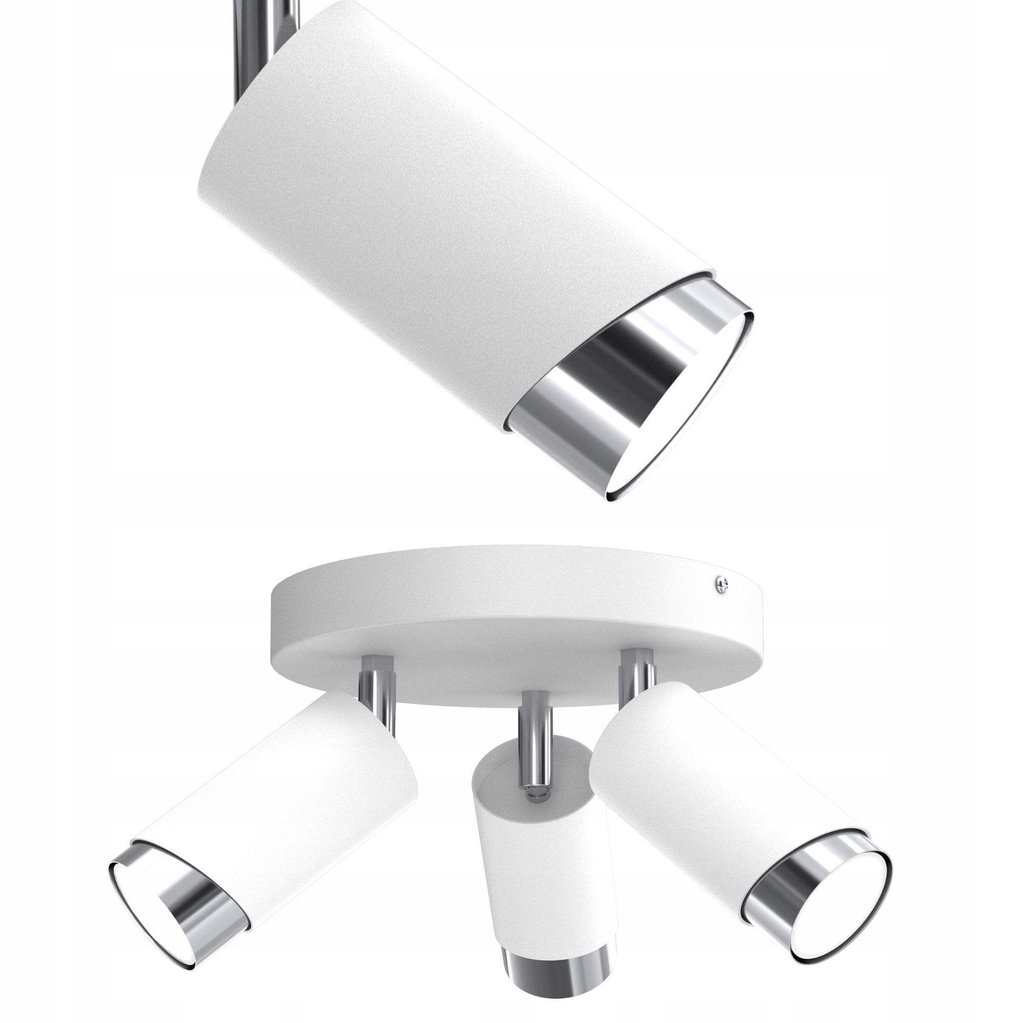 Stropní Svítidlo Reflektor Spot Bílý Chrom Nastavitelná Led GU10 Polská Lampa