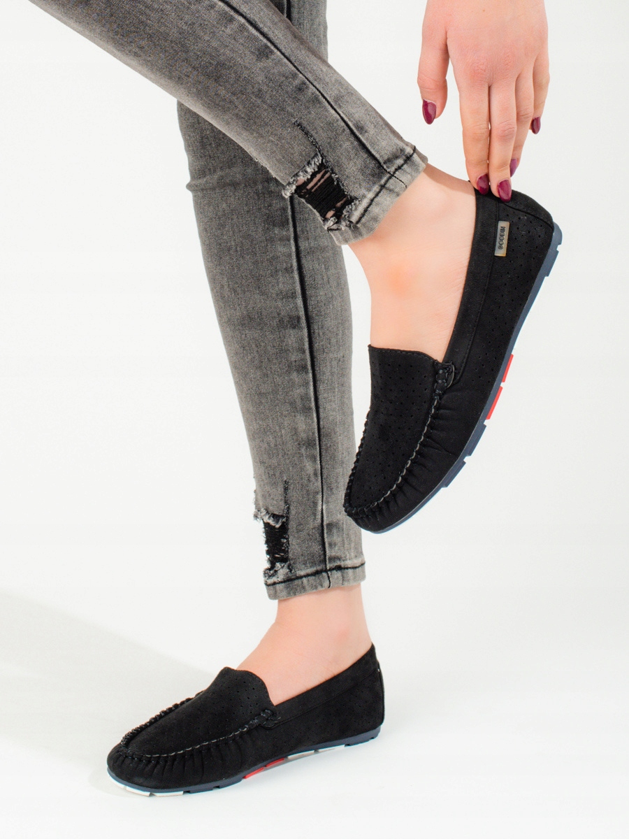 Damskie czarne mokasyny ażurowe r.38 Płeć kobieta