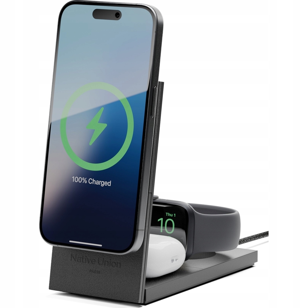Ładowarka indukcyjna 3w1 Native Union Rise Qi2 MagSafe 15W adapter Eu Uk