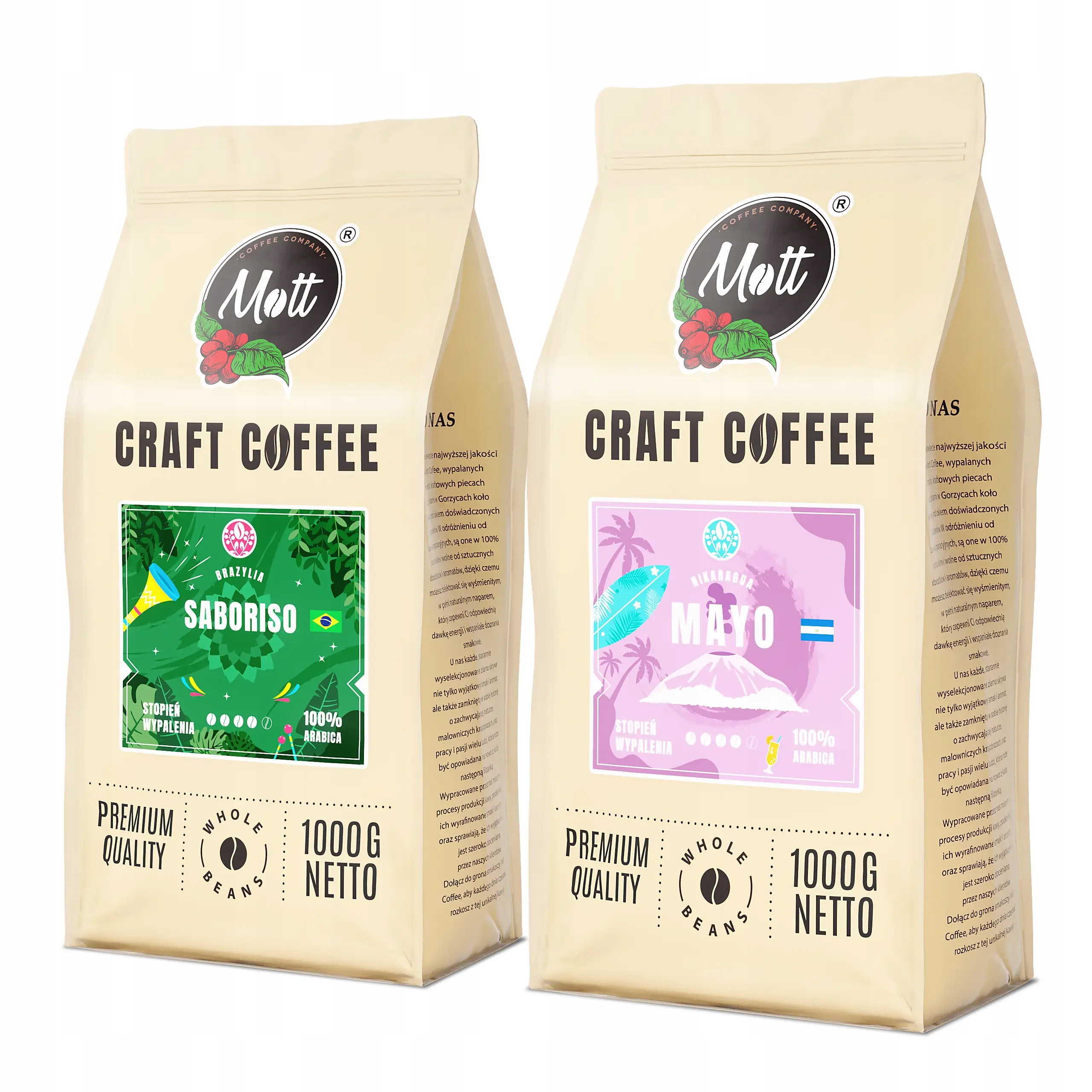 Káva Zrnková 2kg Sada Brazílie Nikaragua 100% Arabica Čerstvě Pražená