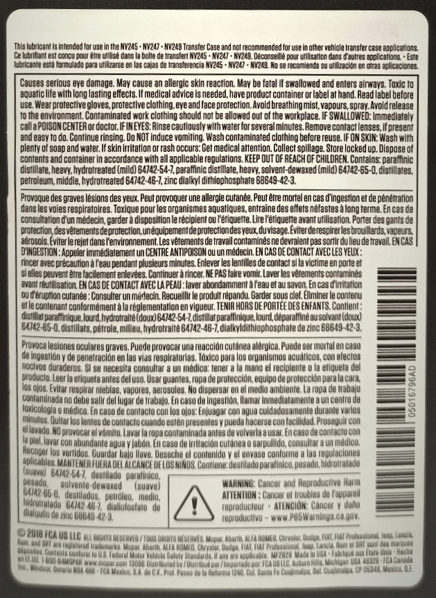 AMSOIL 75W140 + DODATEK LSD + MOPAR NV245/247/249 Producent Amsoil