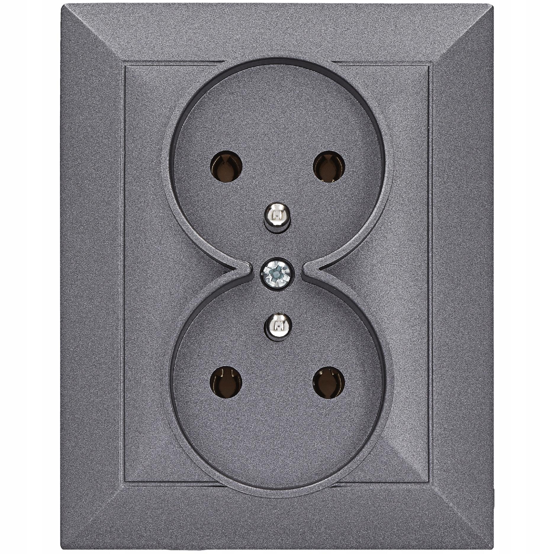 

Gniazdo podwójne z uziemieniem Opal grafit