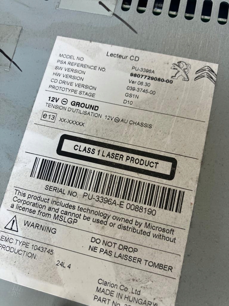 player CD PEUGEOT 508 LIFT 9807729080-02