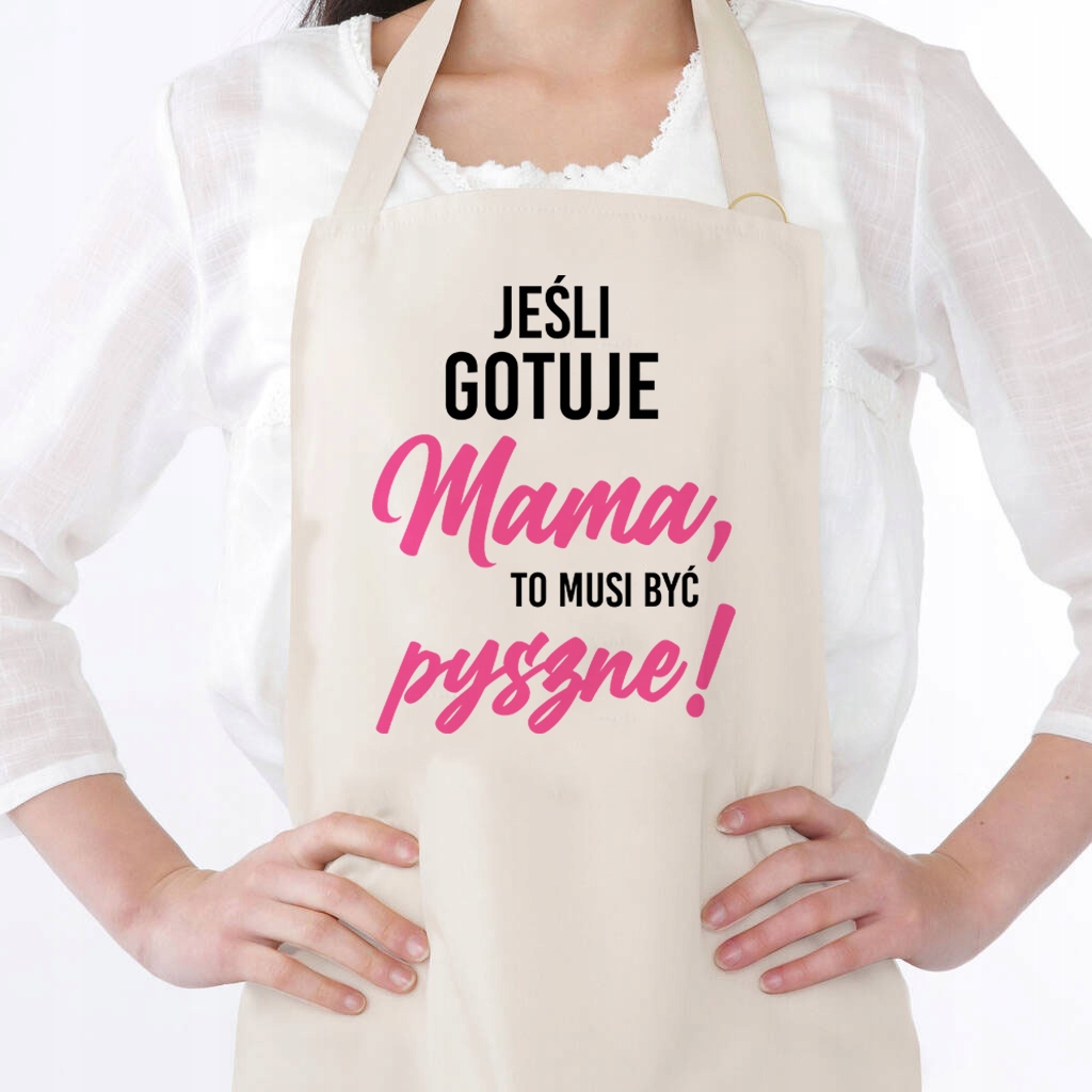 Béžová Zástěra Dárek k Svátek Matek Pokud vaří maminka, musí být lahodná!