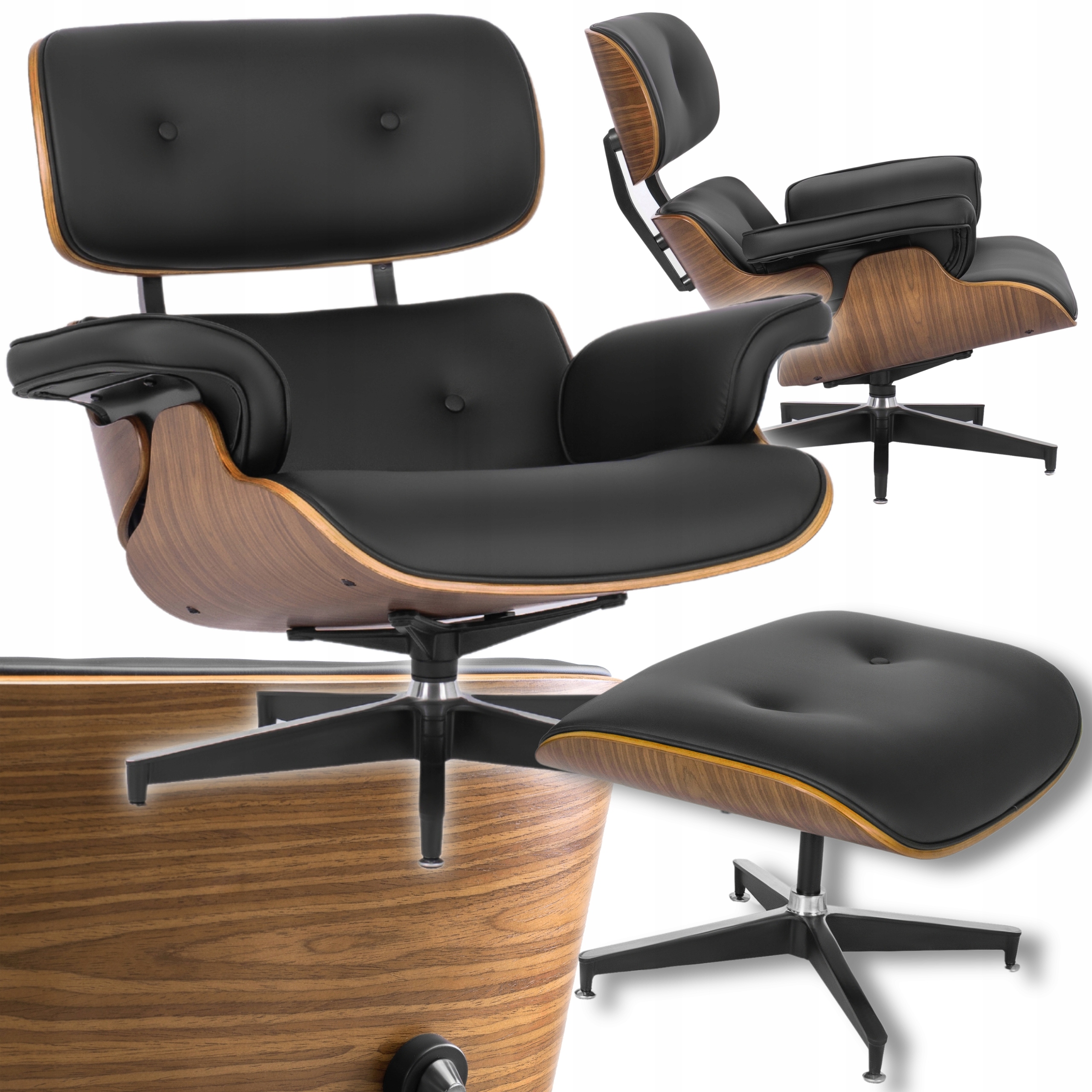 Křeslo s podnožkou Kancelářské Loftové Elegantní Ořech Palermo