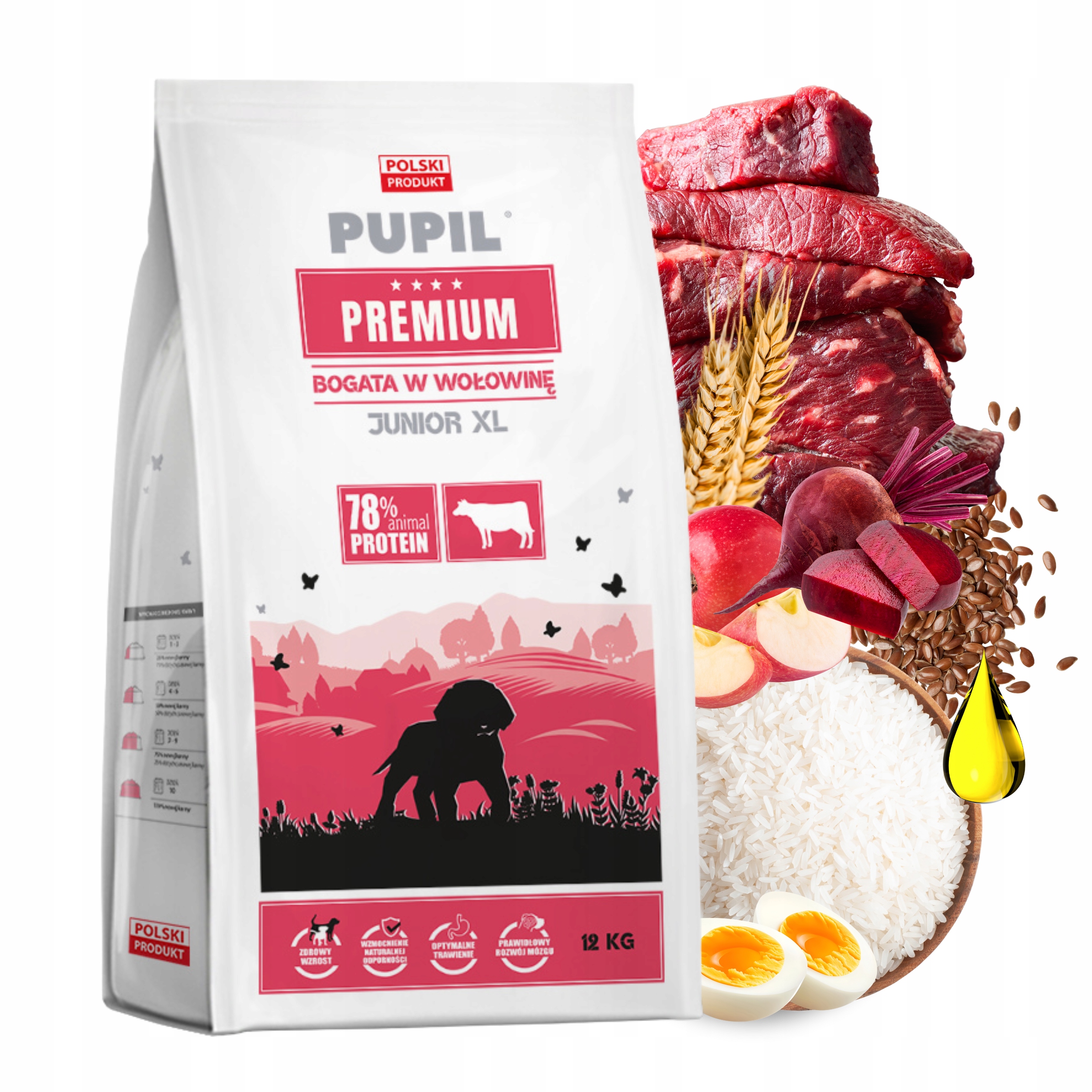 Levně Pupil Premium Junior krmivo pro štěňata Hovězí maso Extra Large XL 12 kg