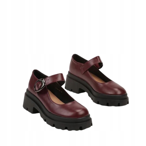 Bordové dámské polobotky na silné podešvi s ozdobnou sponou 2353B vel. 36