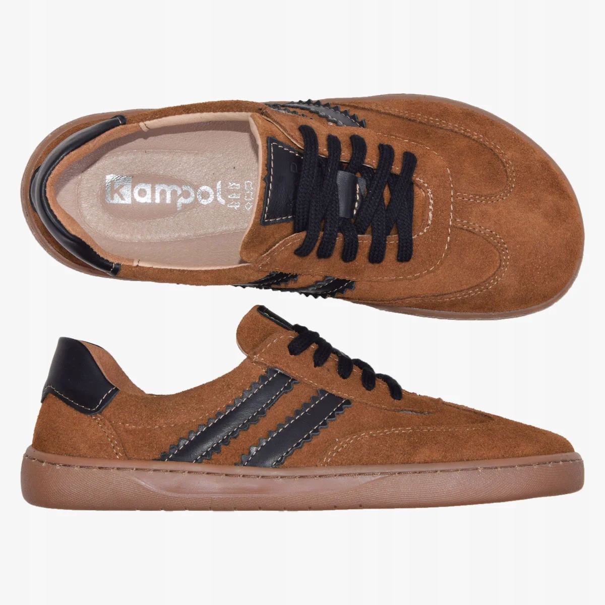 Buty Barefoot Skórzane Minimalistyczne Damskie Szerokie Brązowe Kampol 40