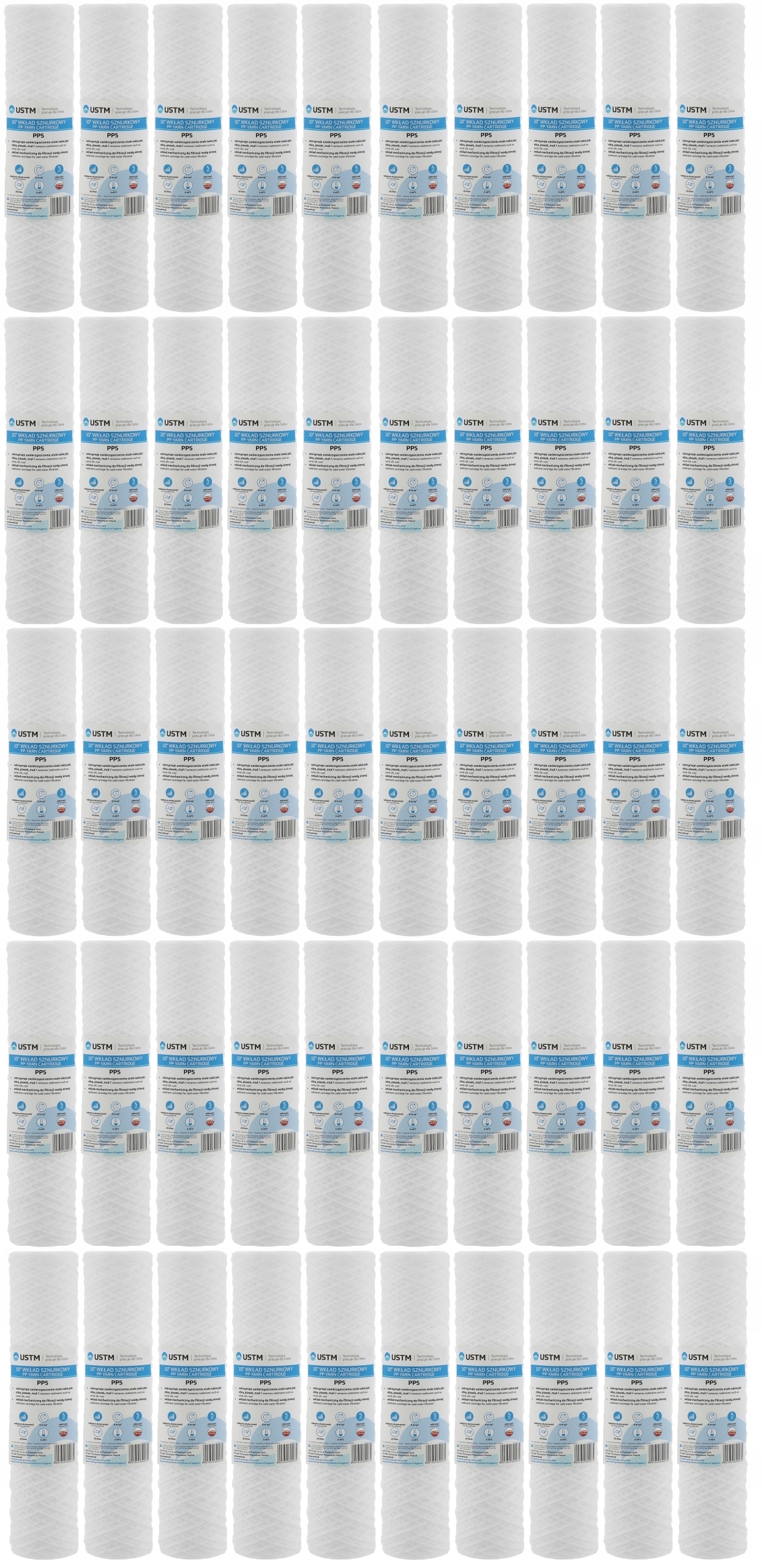 50 x Vodný filter filtračná vložka šnúrková 10" 5 mikrónov Ustm