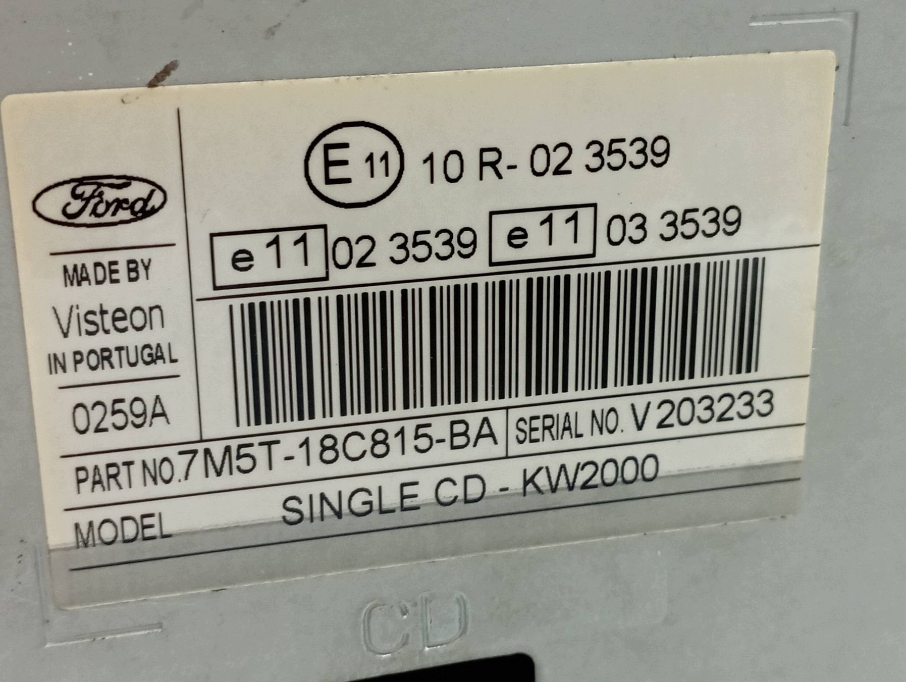 RADIO 7M5T18C815BA Ford Focus Mk2 (2004-2011)