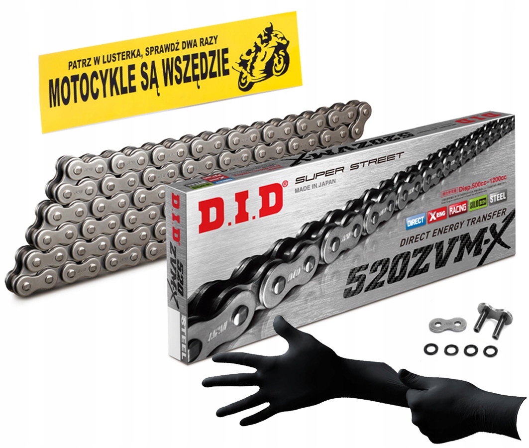 ŁAŃCUCH NAPĘD-OWY DID 520 ZVMX-102 X-RING ZAKUWKA