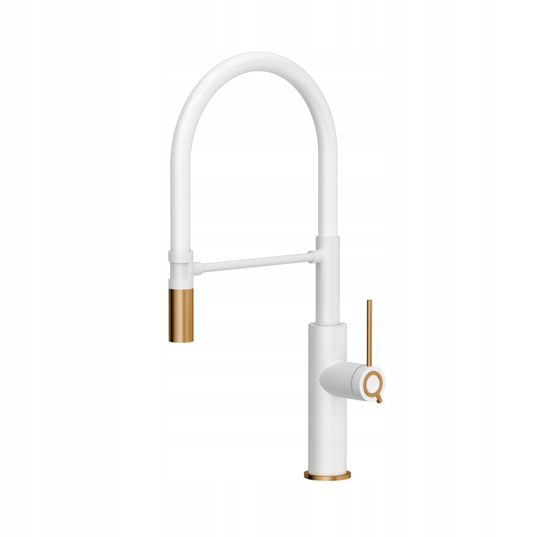 Quadron Kuchynská batéria Gemma Stojaca Flexibilná hadica Biela Meď