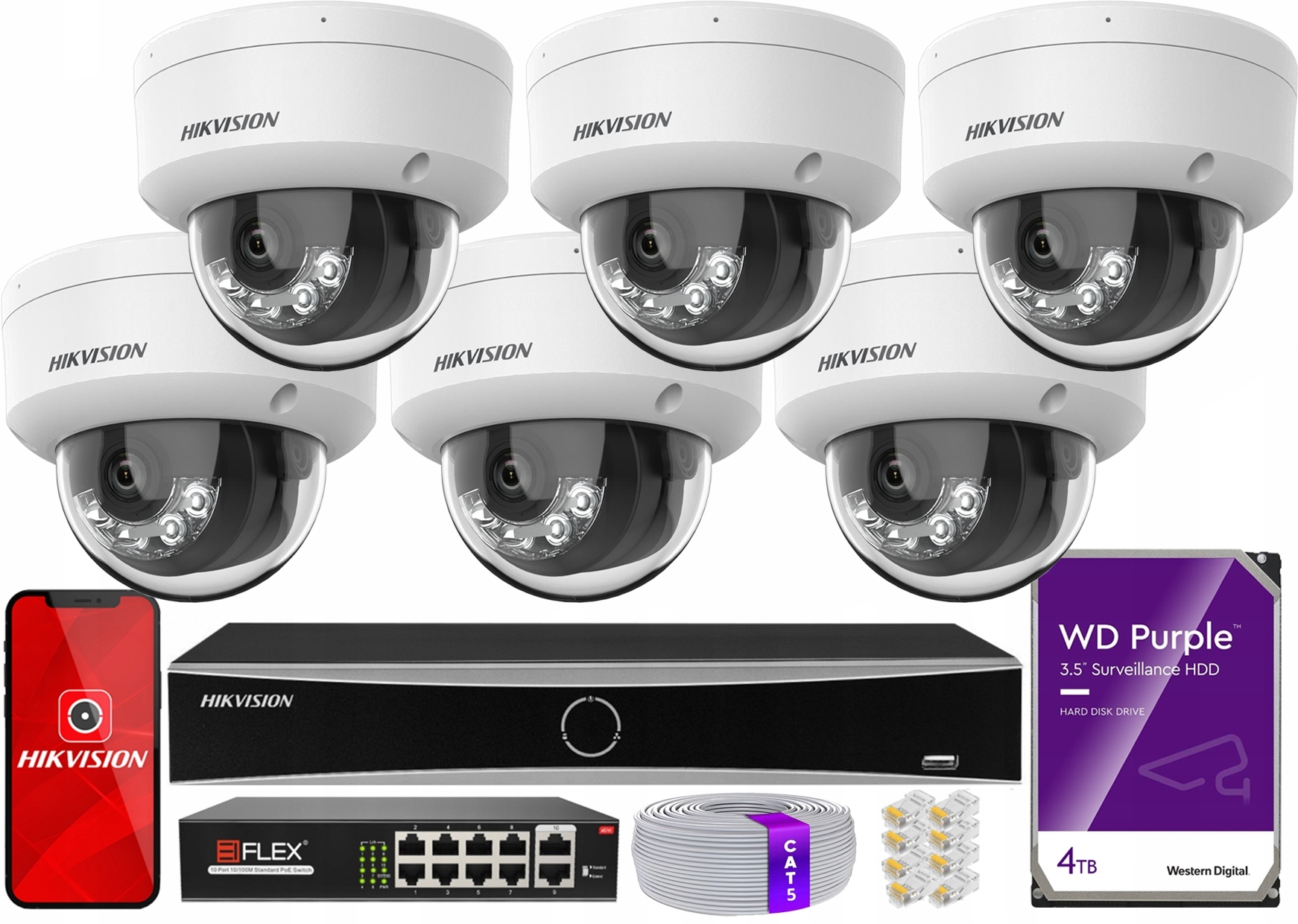 Sada na monitorovanie 6x DS-2CD1183G2-LIUF 8MPx Rekordér DS-7608NXI-K1 4TB