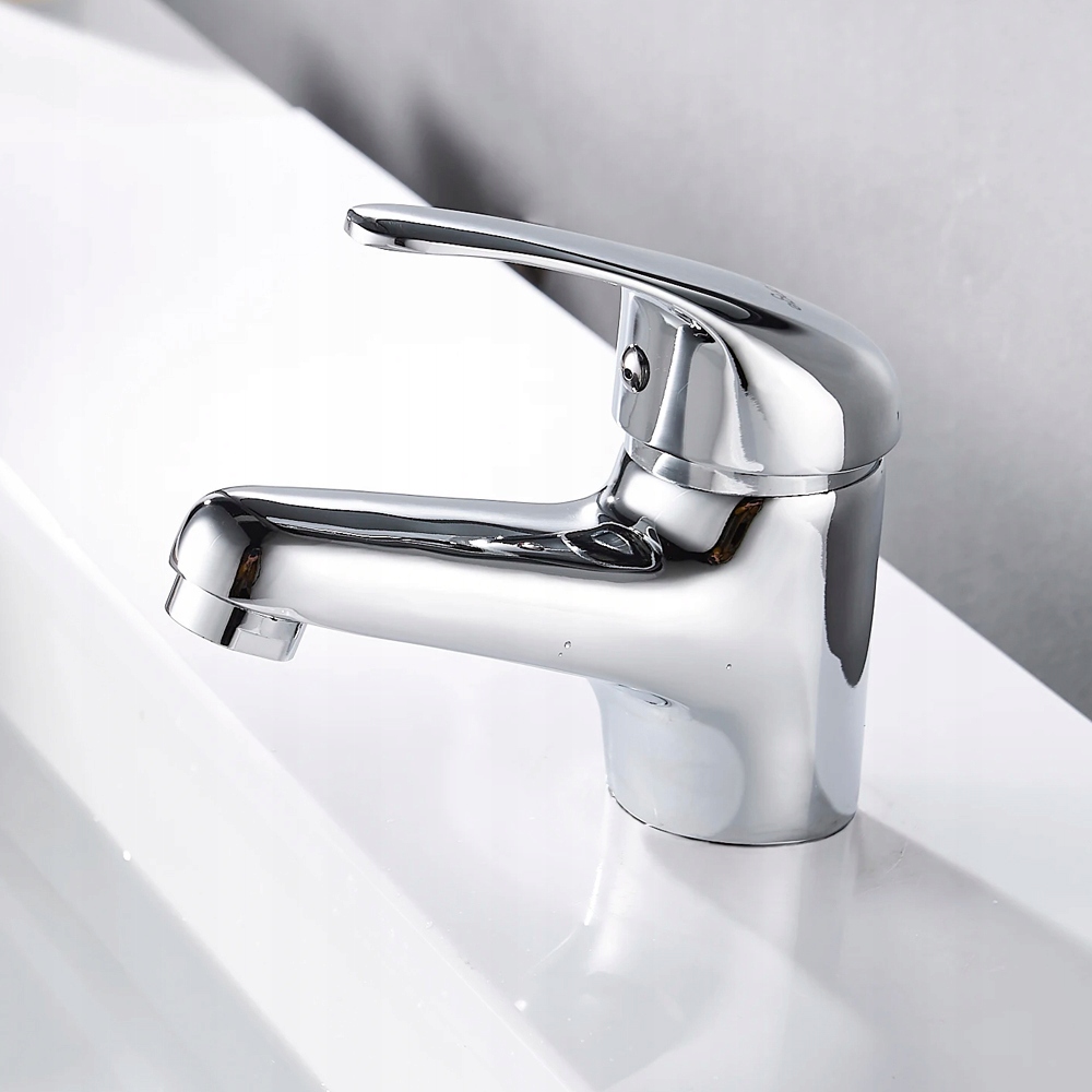 BATERIA ŁAZIENKOWA UMYWALKOWA KRAN DO UMYWALKI NISKA CHROM STOJĄCA MAŁA Linia Focus