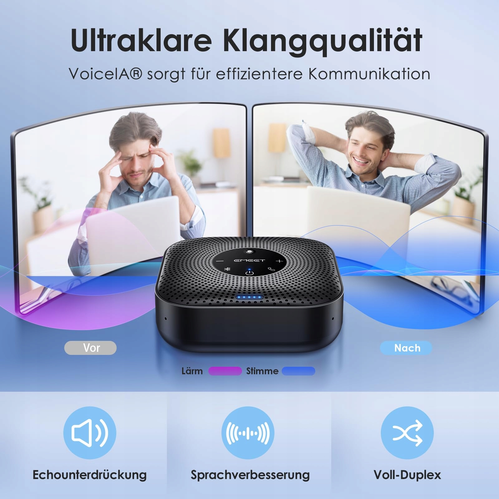 EMEET Głośnik Konferencyjny M0 Plus 4 Mikrofony 360° Zasięg USB PC Skype — miniatura 3