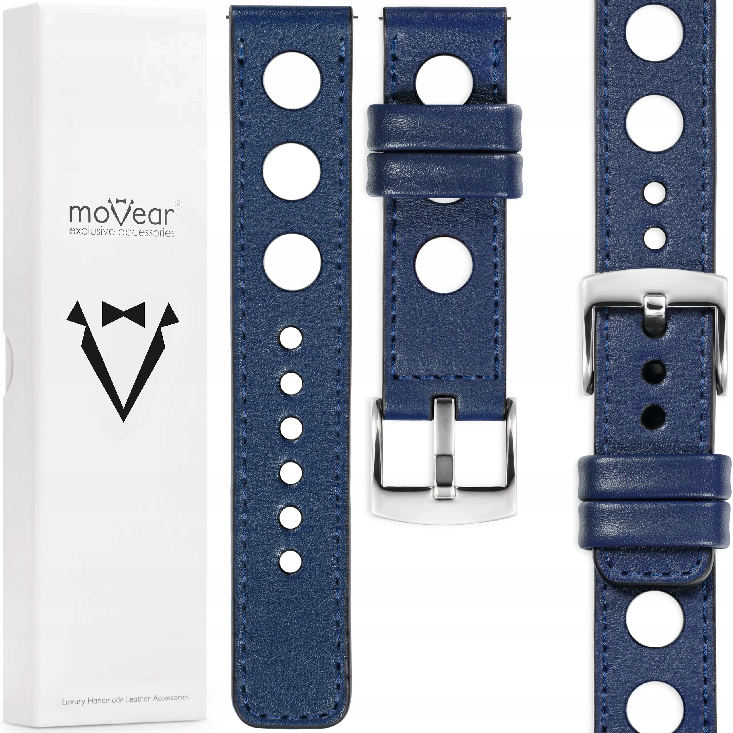 Pásek 18 mm exkluzivní pro hodinky premium handmade, tmavě modrý