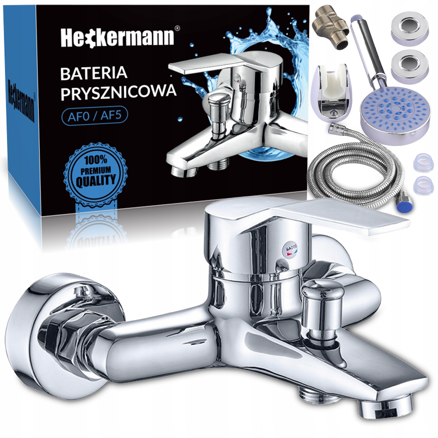 СМЕСИТЕЛЬ ДЛЯ ДУША ВАННА ДУШ НАСТЕННЫЙ ХРОМ БЛЕСК ФИТИНГИ