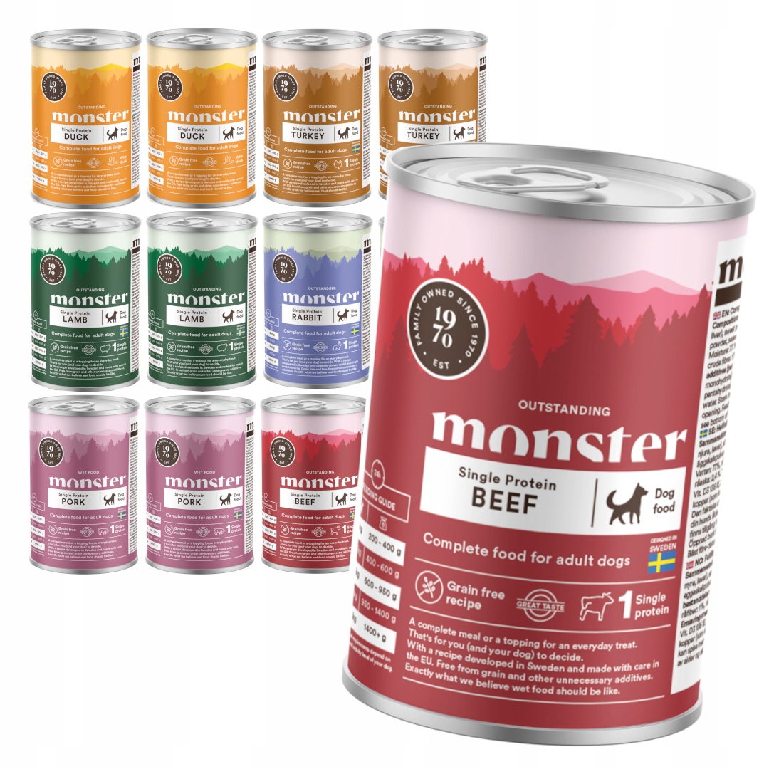 Monster Dog Adult Single Protein 12x400g Krmivo mokré pro psa Mix Chutí