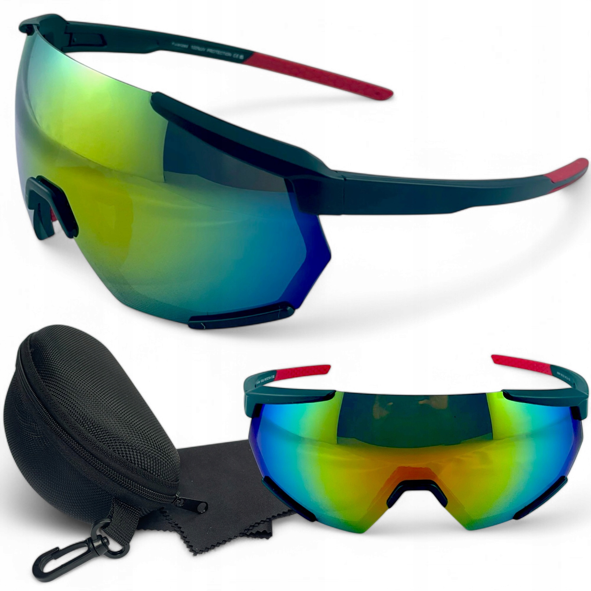 Okulary Rowerowe Przeciwsłoneczne Sportowe Zestaw Polaryzacyjne UV400 108C3