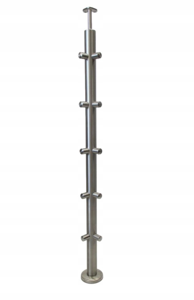 Rohový Sloupek 42,4x960, 2x 5 Držáků Trubek, Broušený Nerez