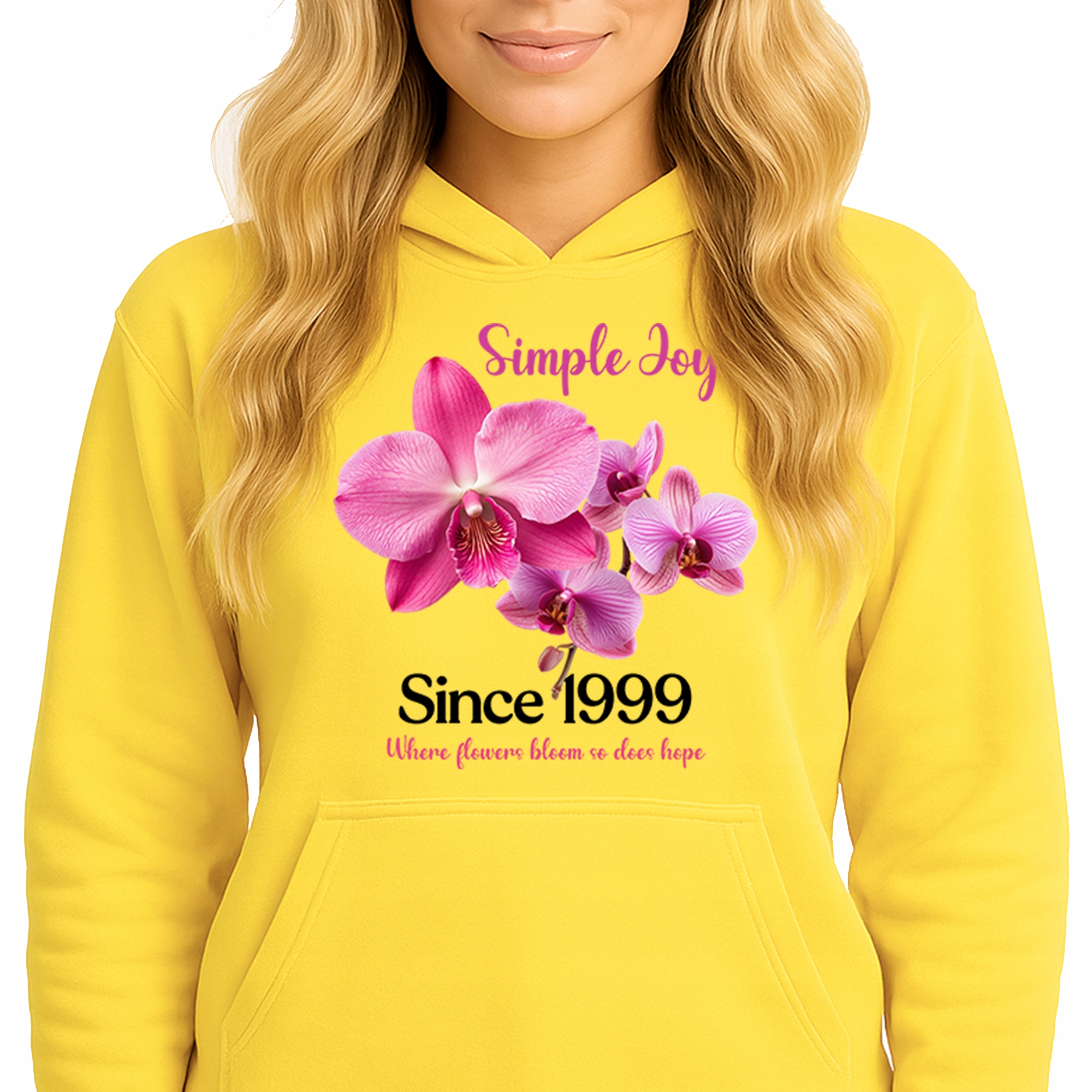 Mikina S Kapucí Hoodie Sun Yellow Bavlněná Módní Simple Joy S