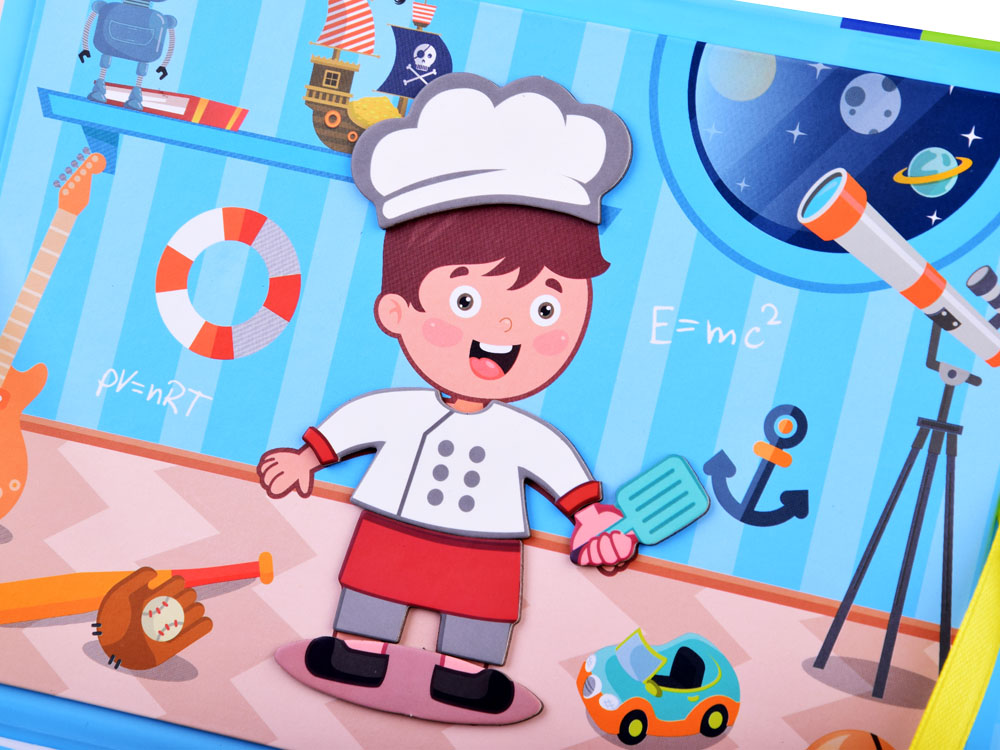 KSIĄŻECZKA MAGNETYCZNA UKŁADANKA ZAWODY + UBRANKA Bohater brak