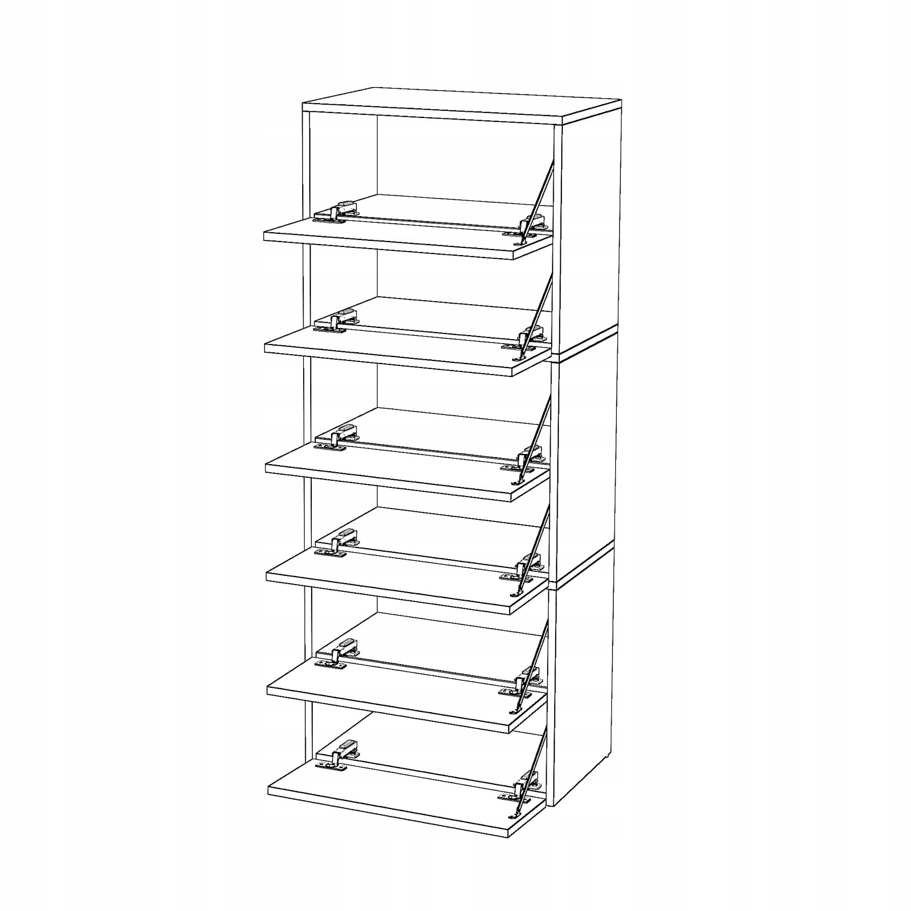 Szafka Na Buty Wysoka Dąb Wotan 6 Półek Modułowa Bez Siedziska Regał Stojak Szerokość mebla 60 cm