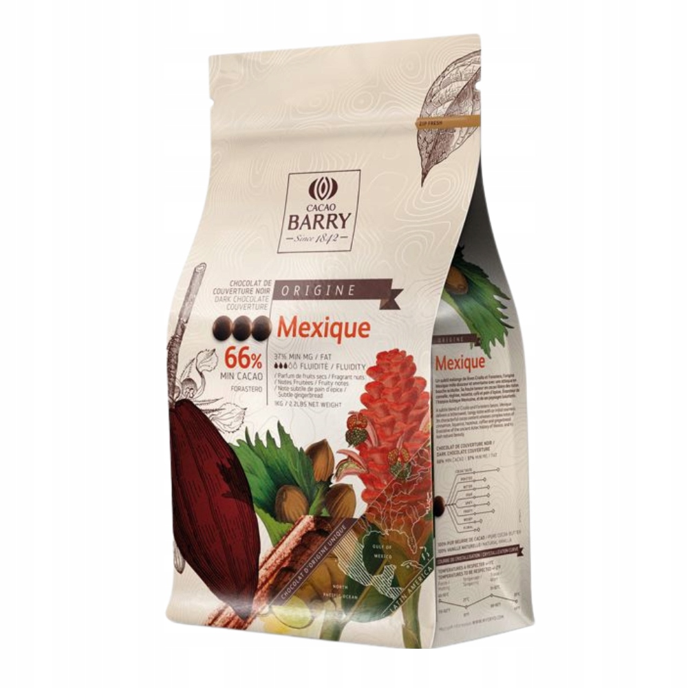 Cacao Barry Mexická Tmavá Čokoláda 66% 1 kg Kuvertura