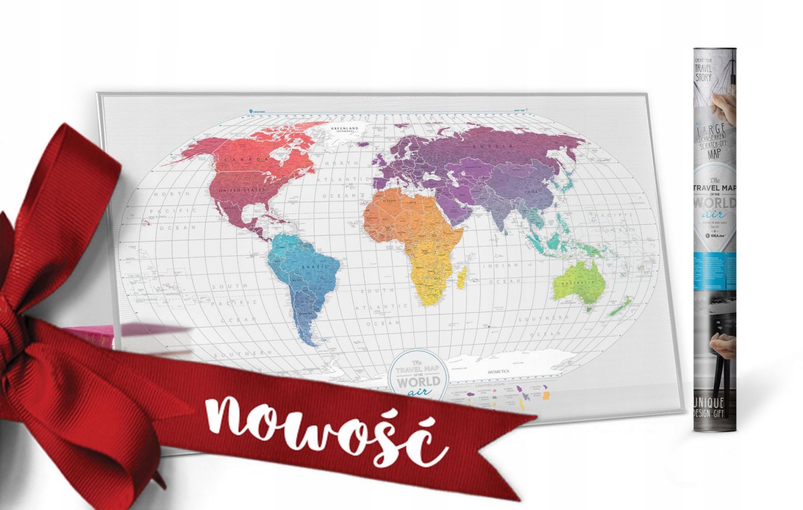 MAPA ZDRAPKA ŚWIAT. TRAVEL MAP AIR WORLD Stan opakowania oryginalne