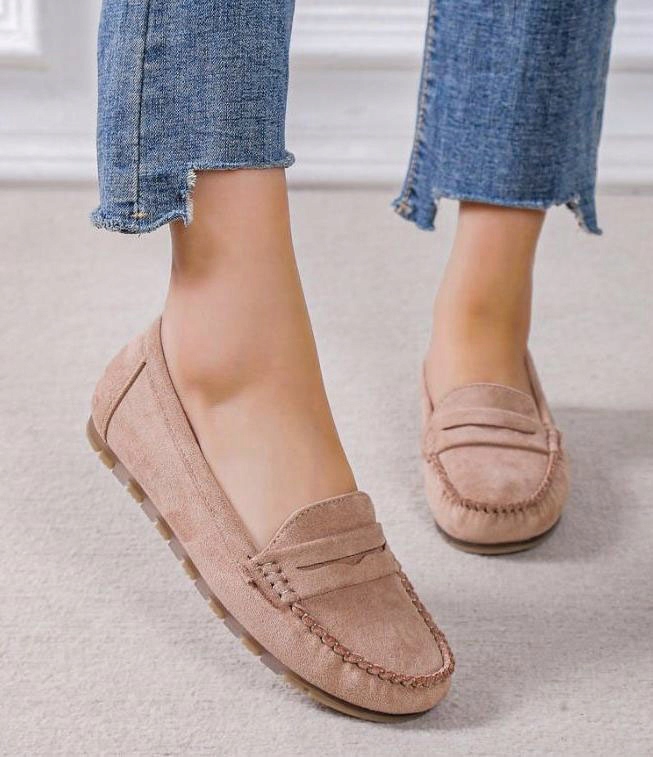 BALERINY MOKASYNY DAMSKIE ZAMSZOWE BEŻOWE 39 Marka inna