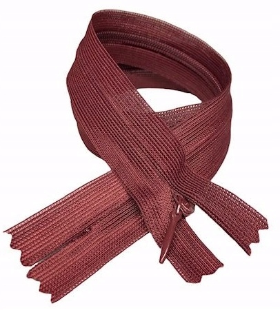 Zamek błyskawiczny kryty stały ciemne bordo 45 cm