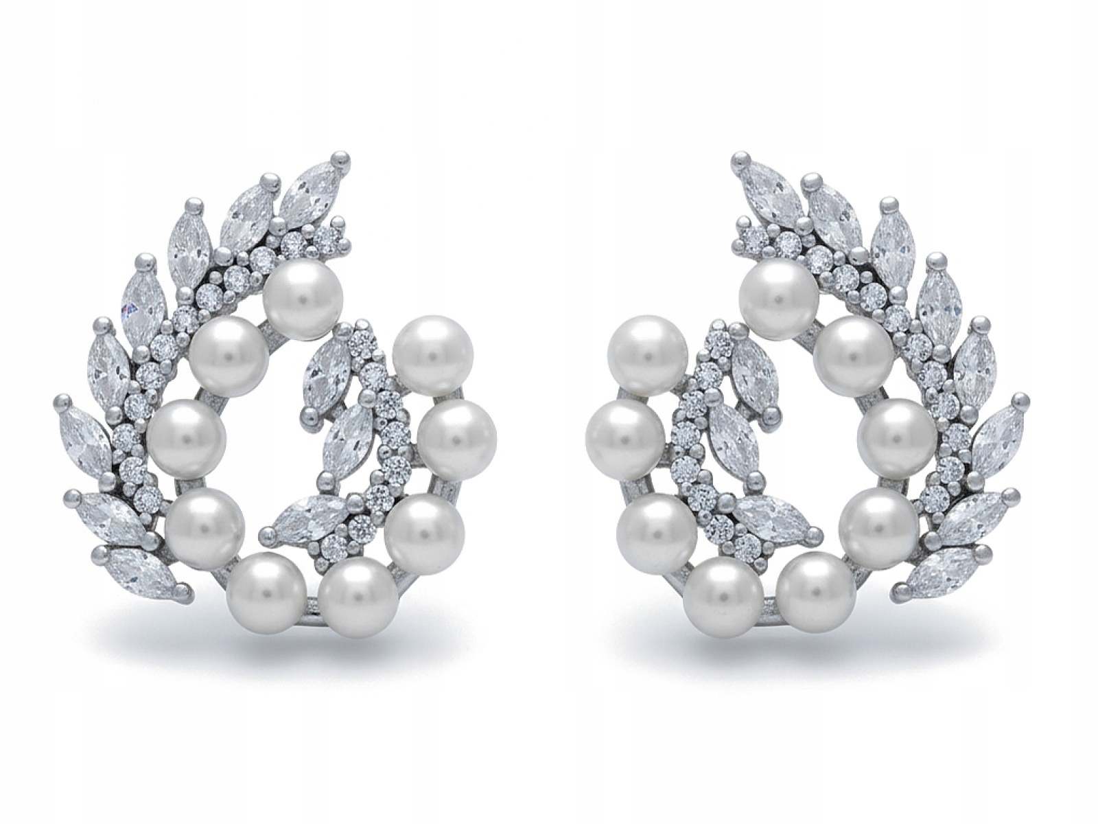Stříbrné náušnice dámské 925 Větvičky s perlami a zirkony pro ni, módní