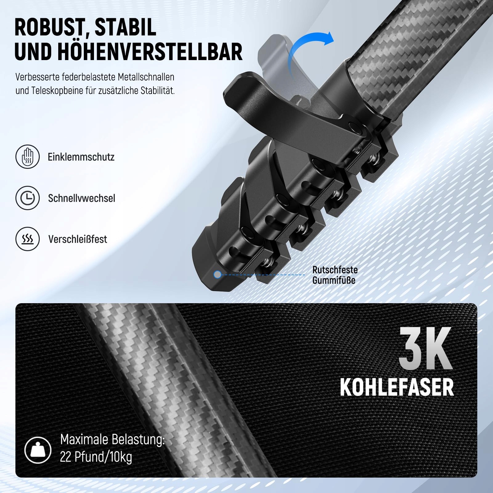 NEEWER LITETRIP LT38 Statyw Kamera 155cm Włókno Węglowe 360° Arca QR — miniatura 3