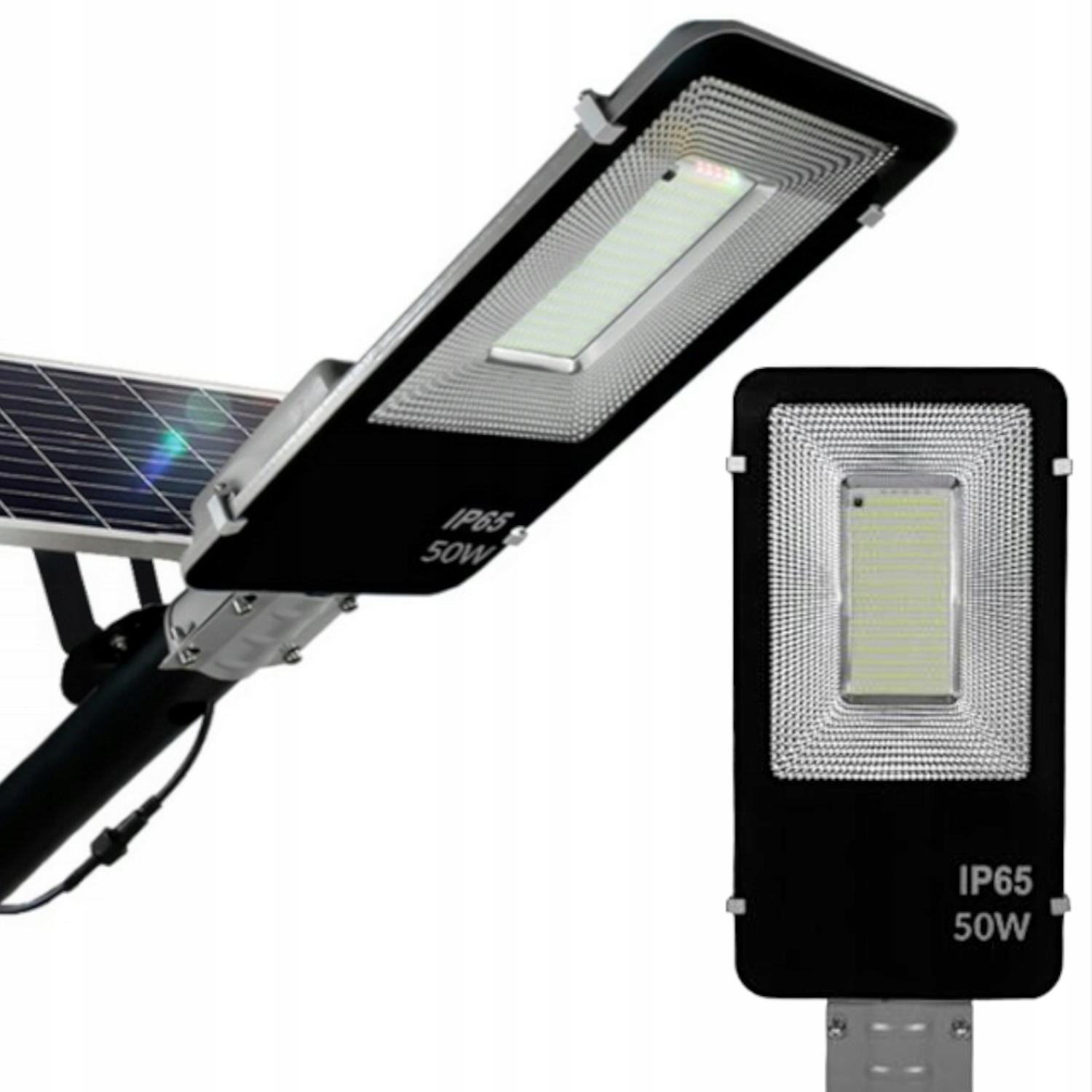 2X Lampa Solarna Led 50W Czujnik Ogrodowa Regulowany Panel Solarny +uchwyt