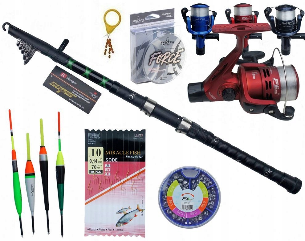 Zestaw Wędkarski Na Spławik Kompletny zestaw na jezioro, rzekę, staw 3,6 m