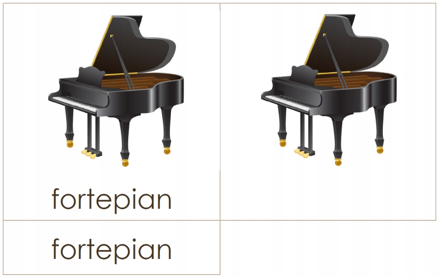 Karty trójdzielne INSTRUMENTY muzyczne Montessori Marka Olipoli