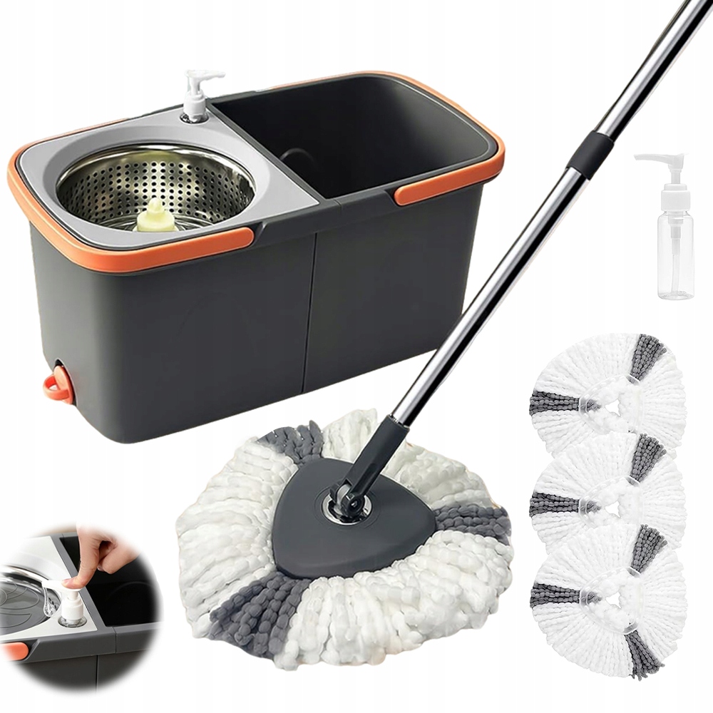 Levně Mop 360° Rotační Hlavice 2V1 S Kbelíkem Pro Čištění Různých Místností