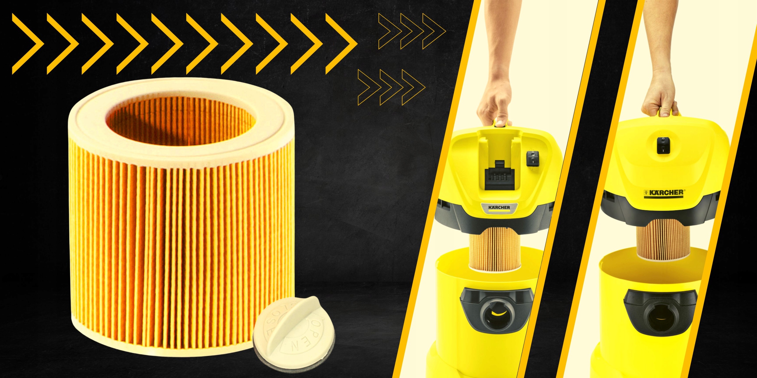 2x Filtr do odkurzacza Karcher WD 2 WD 3 kWD3 MV3 SE4001 wkład filtrujący Model 6.414-552.0