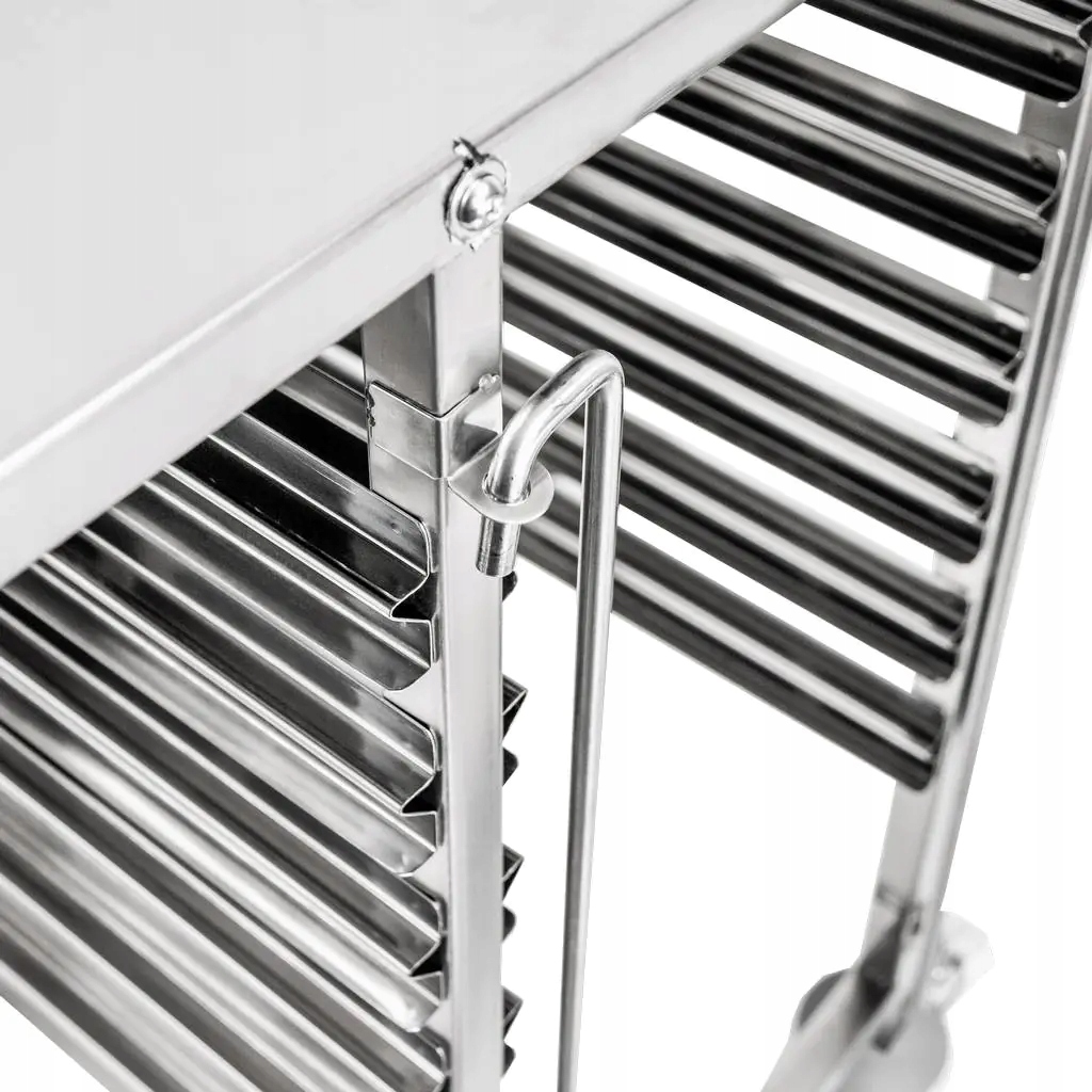 Wózek na tace pojemniki GN z BLATEM PODWÓJNY gastronomiczny 12 tac Mega-M Producent Mega-M