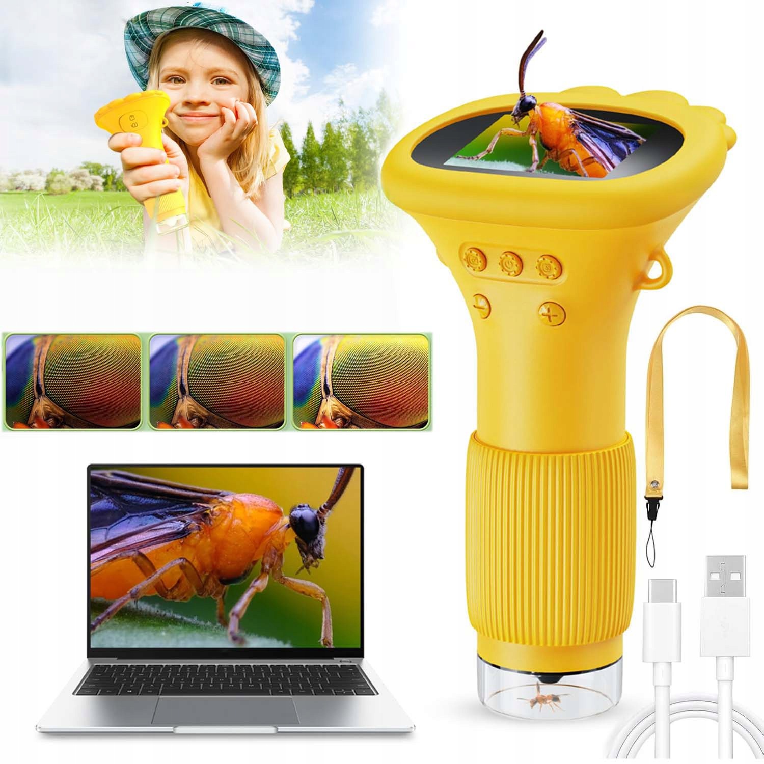 Mini Digitální Vzdělávací Přenosný Ruční Mikroskop 2" 1000X LCD Pro Děti