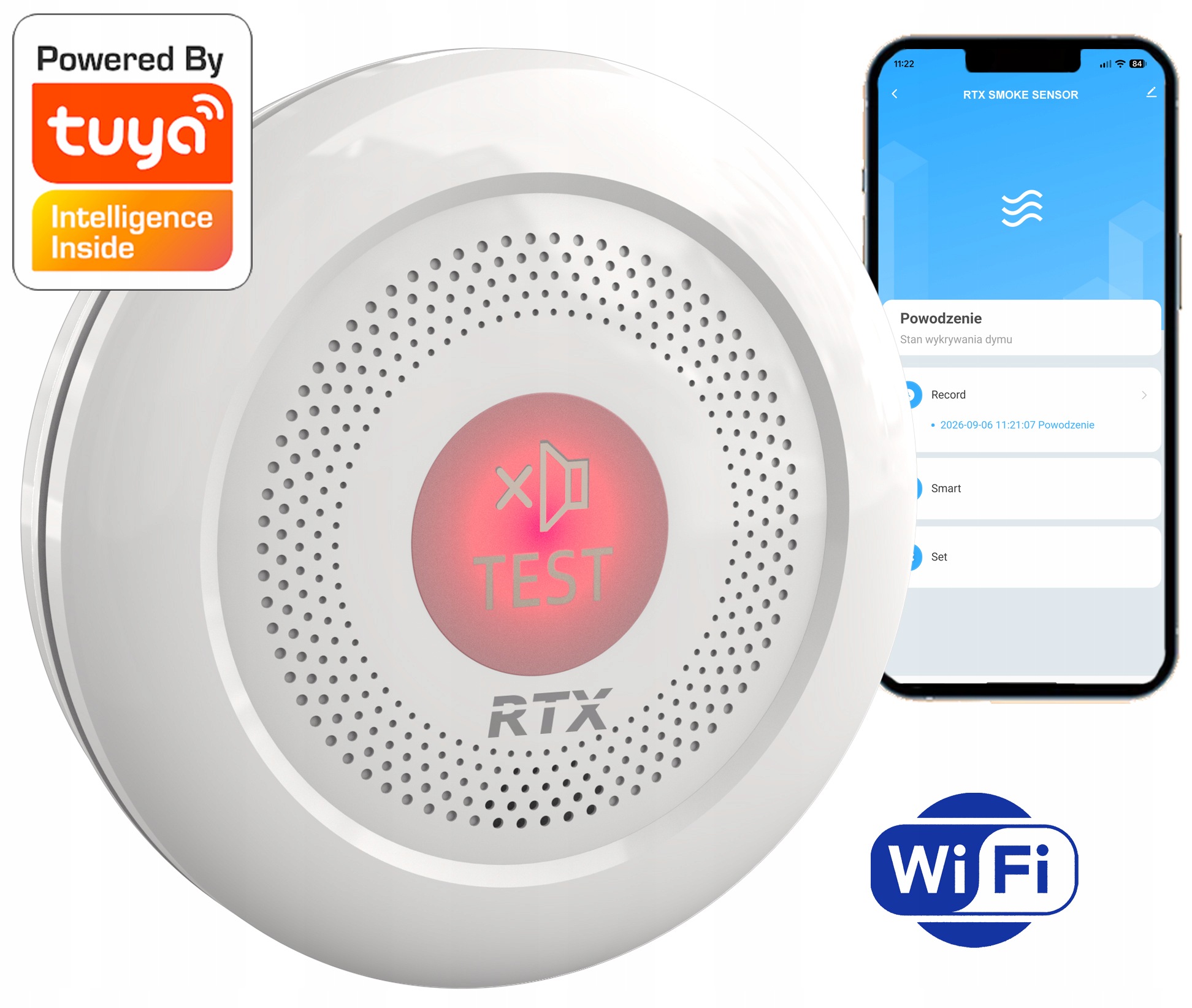 Detektor kouře Rtx Tuya WiFi #certifikáty Dbi Ce En DoP CoCP