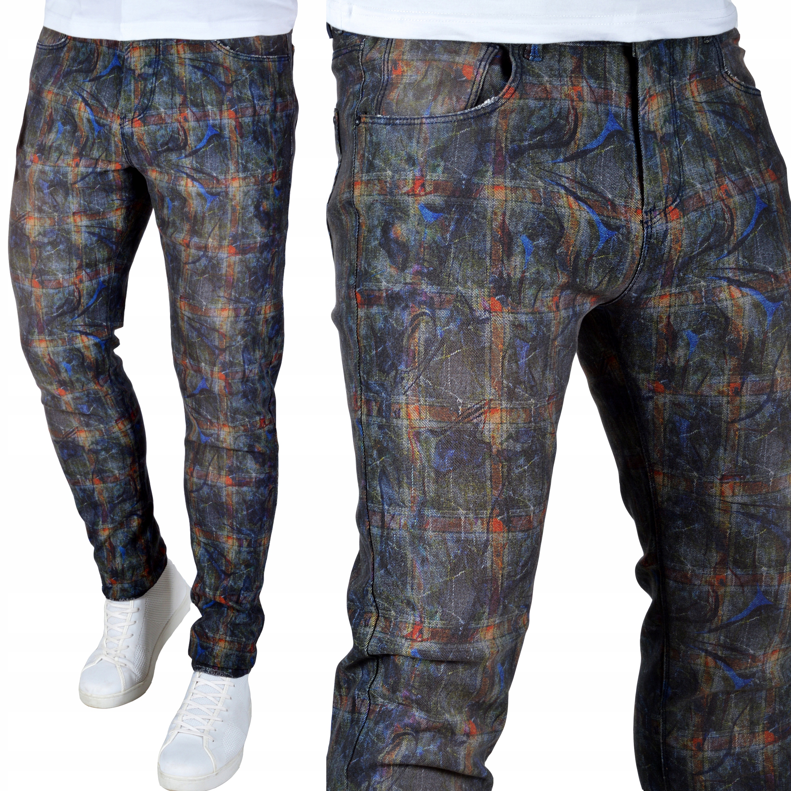 Džíny Mondo Stínované s kostkovaným vzorem