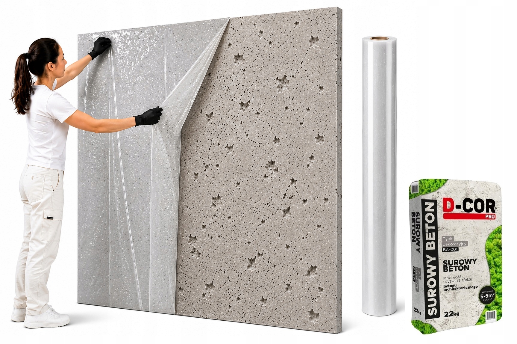 Dekorativní omítka Beton Architektonická Fólie pro efekt bednění