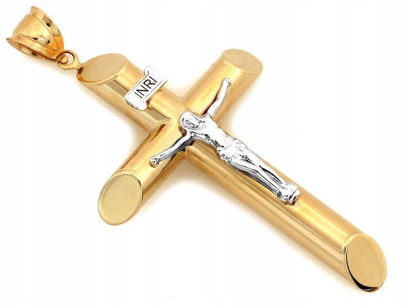 Zlatý křížek s Ježíškem 585, váha 2.54 g Dvoubarevný na Řetízek jako dárek