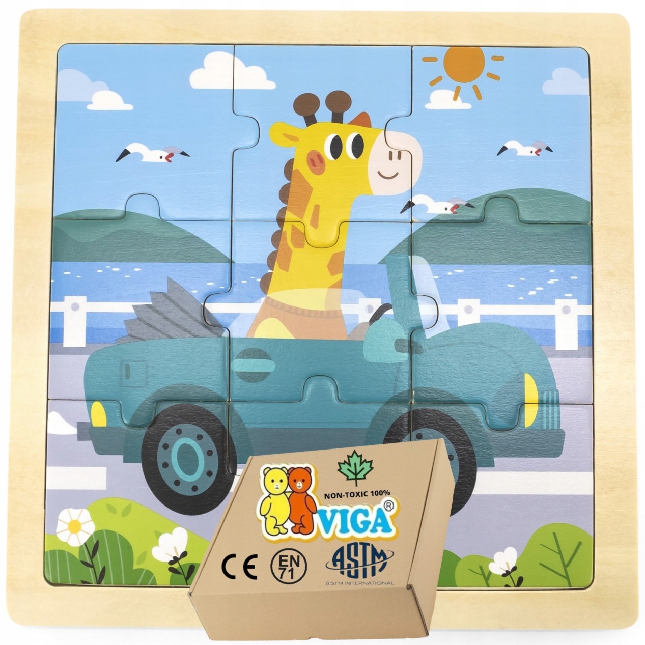 

Drewniane Puzzle Viga zabawki Montessori 1 2 latka