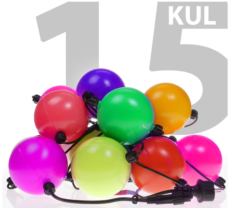 

Lampki Choinkowe LED-15 Duże Kule Zewnętrzne MIX